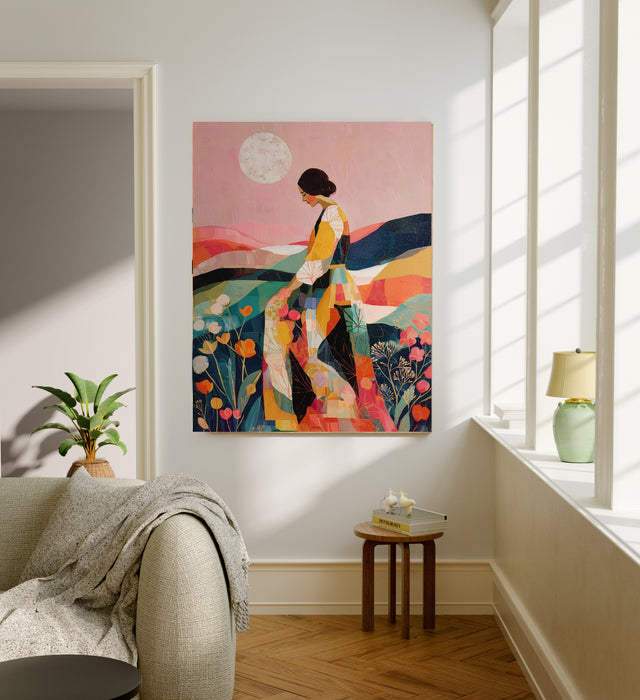 Female Sunset Landscape Portrait Art Print