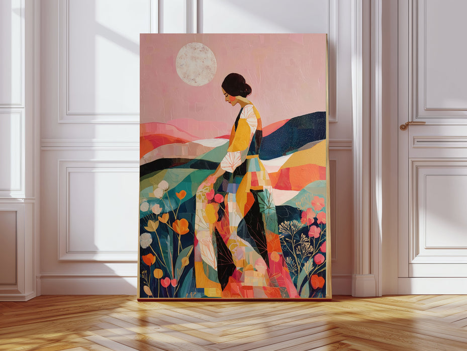 Female Sunset Landscape Portrait Art Print