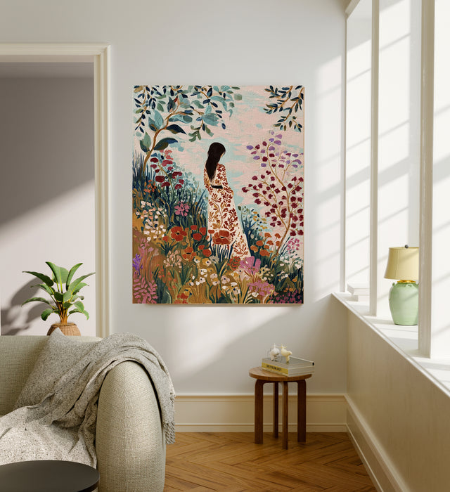 Female Landscape Flower Painting Art Print