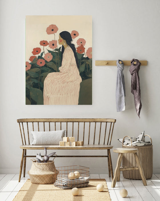 Woman With Poppies Art Print | Japanese Floral Giclée Print