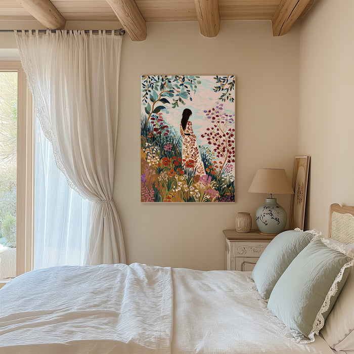 Female Landscape Flower Painting Art Print