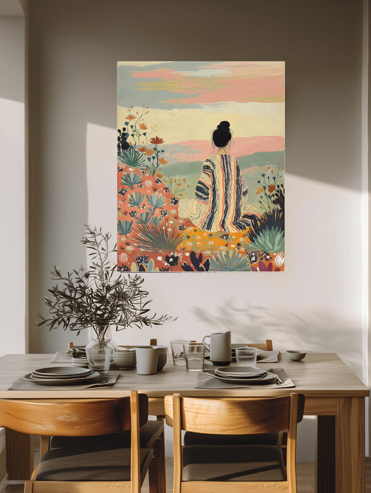 Woman With Poppies Art Print | Japanese Floral Giclée Print