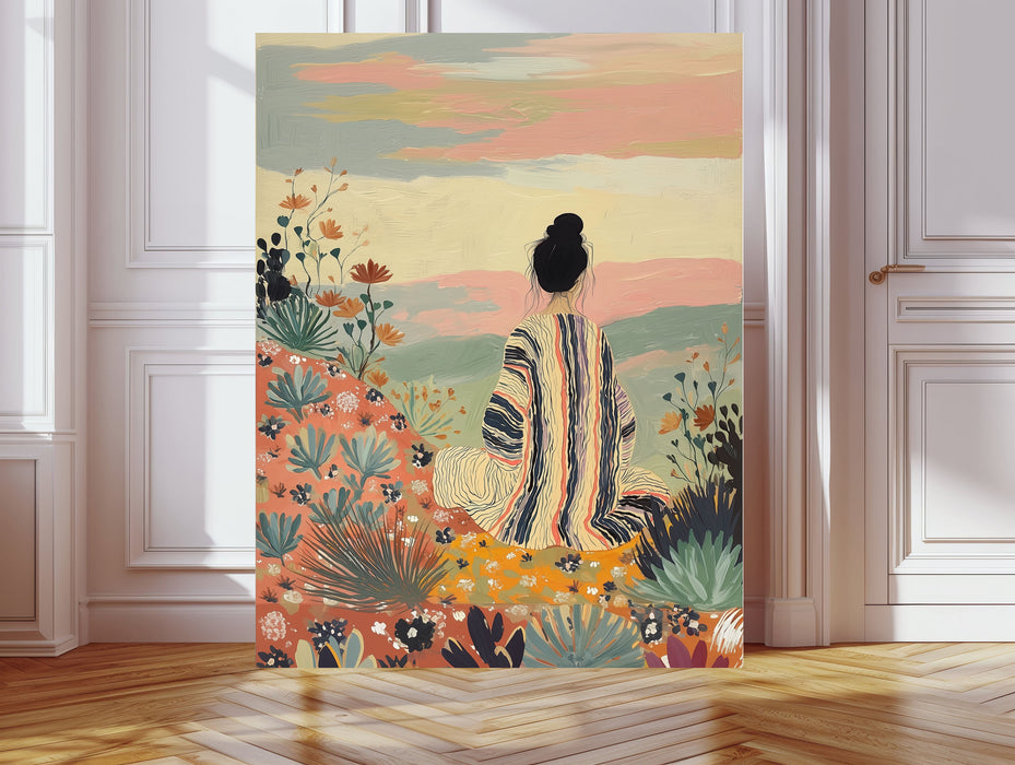Woman With Poppies Art Print | Japanese Floral Giclée Print
