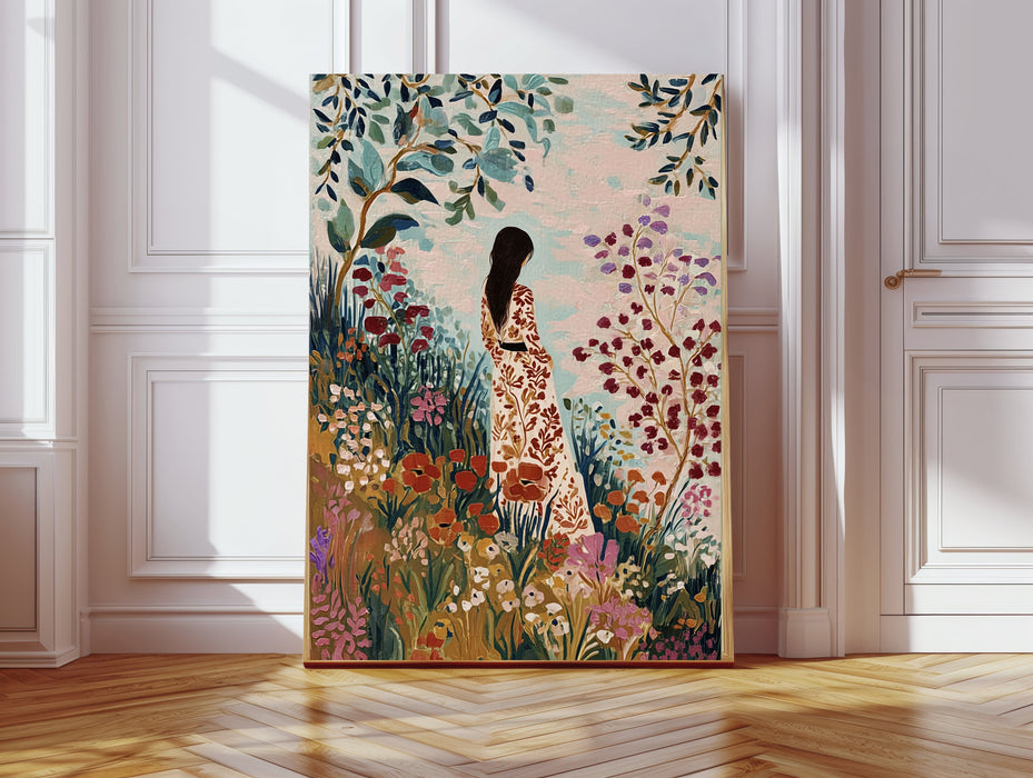 Female Landscape Flower Painting Art Print