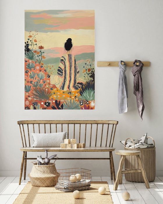 Woman With Poppies Art Print | Japanese Floral Giclée Print