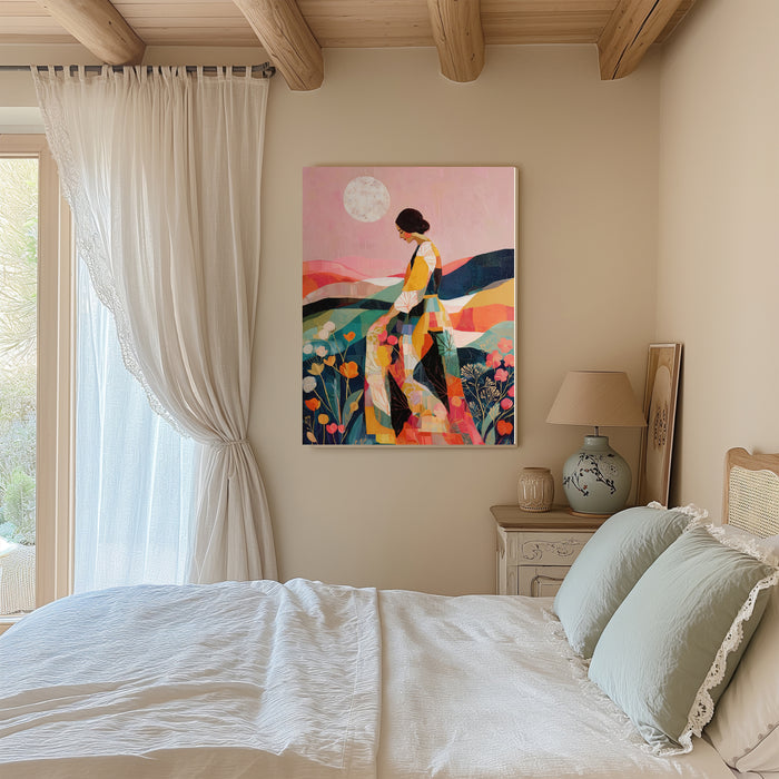 Female Sunset Landscape Portrait Art Print