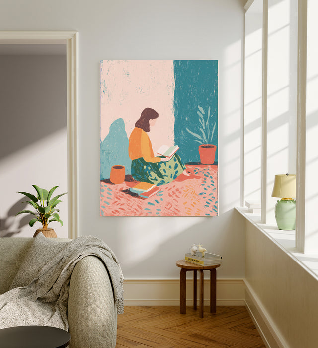 Female Book Holiday Reading Painting Art Print