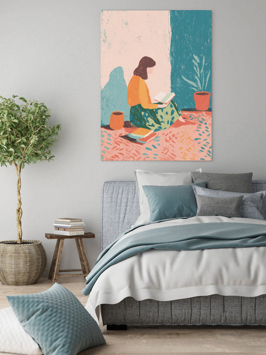 Female Book Holiday Reading Painting Art Print