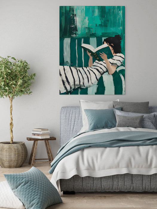 Female Book Reading Painting Art Print