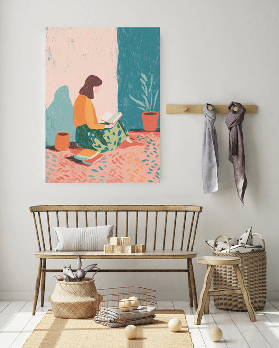 Female Book Holiday Reading Painting Art Print