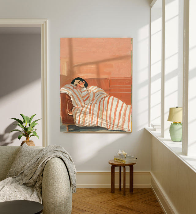 Sleeping Female Peach Painting Art Print