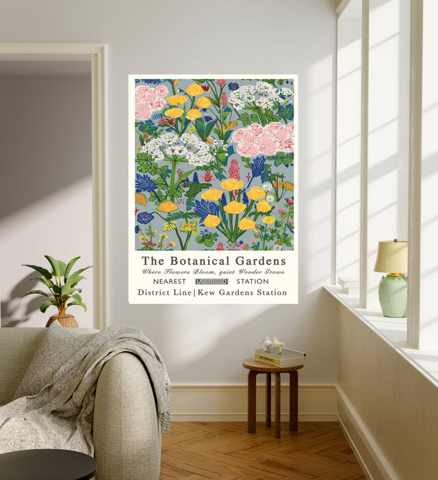 Botanical Green Pastel Garden Floral Art Print