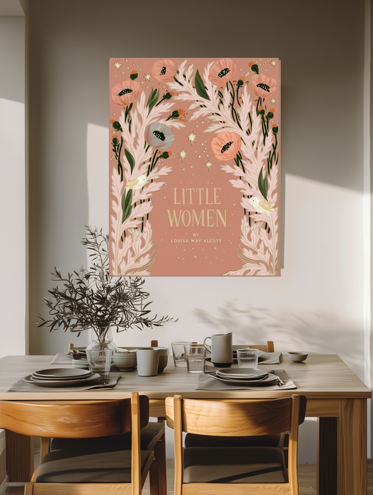 Little Women Louisa May Alcott Book Cover Print | Literary Botanical Wall Art | Poppy Floral Illustration | Giclée Fine Art
