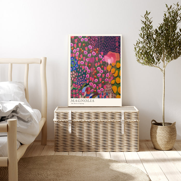 Japanese Magnolia Floral Art Print Detail