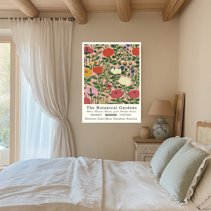 Botanical Pink Pastel Garden Floral Art Print