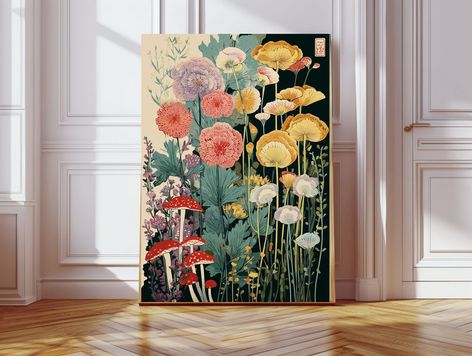 Japanese Abstract Mushroom Flower Art Print