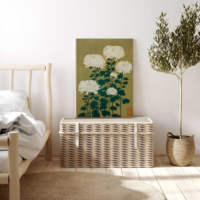 Japanese Chrysanthemum Green Floral Art Print