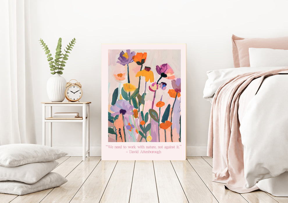 David Attenborough Botanical Flower Quote Art Print