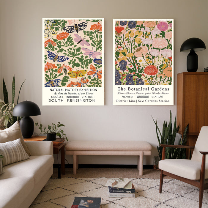 Natural History Flower Garden Set Of Two Art Prints
