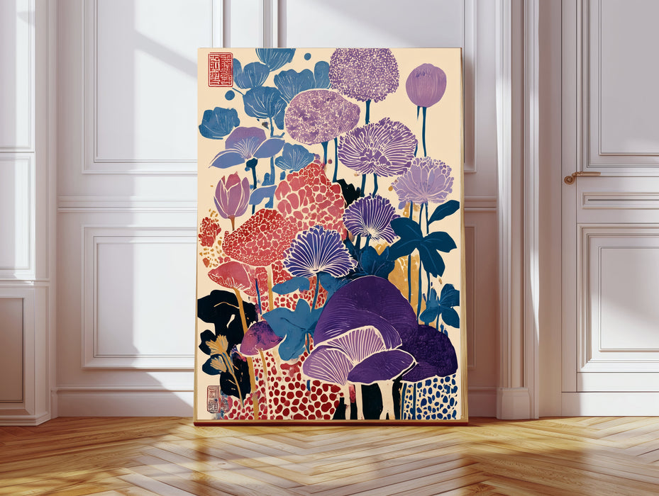 Japanese Abstract Mushroom Art Print