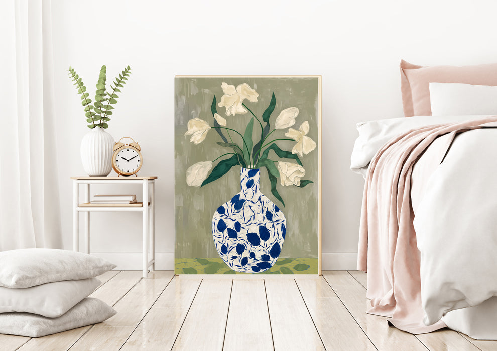 Still Life Sage Green Flower Vase Art Print