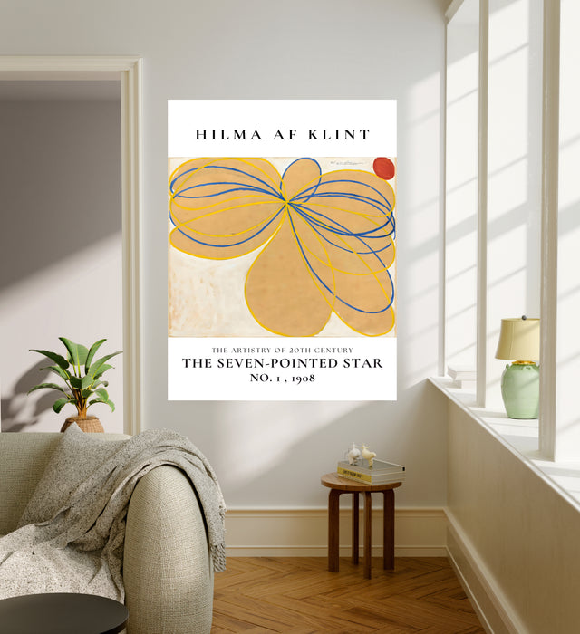 Hilma af Klint The Seven-Pointed Star No. 1 Print | Yellow Ochre Abstract Exhibition Poster | Minimal Wall Art