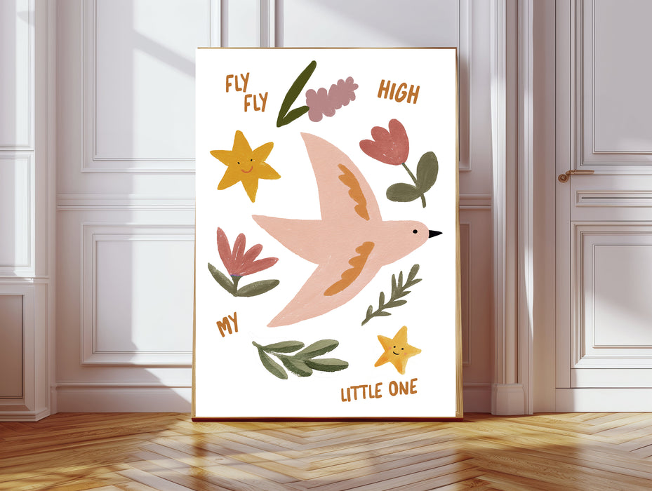 Fly High Bird Nursery Art Print