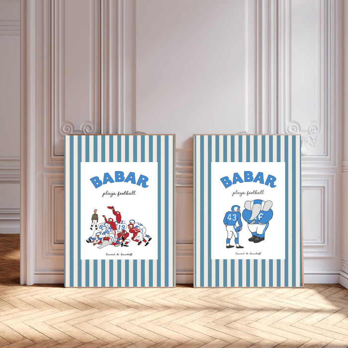Babar The Elephant Football Set Of Two Nursery Art Prints