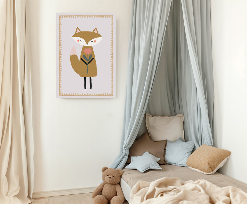 Fox  and Flower Nursery Art Print