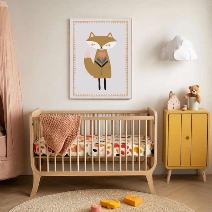 Fox  and Flower Nursery Art Print
