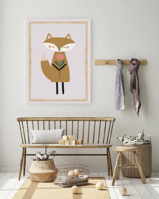 Fox  and Flower Nursery Art Print