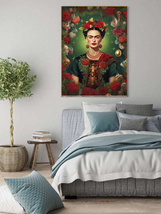 Frida Kahlo Red Flowers  Art Print