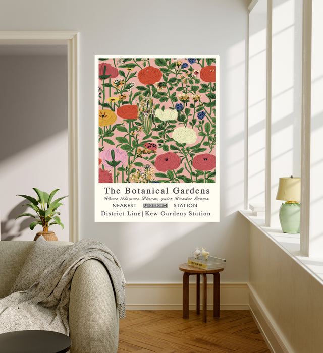 Botanical Pink Pastel Garden Floral Art Print
