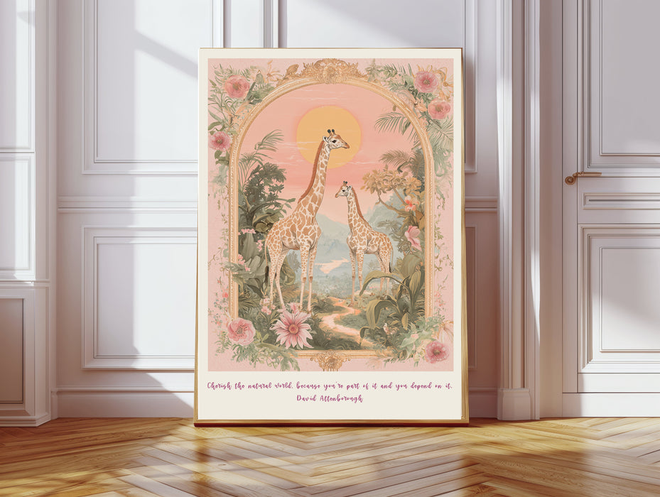 David Attenborough Giraffe Quote Art Print