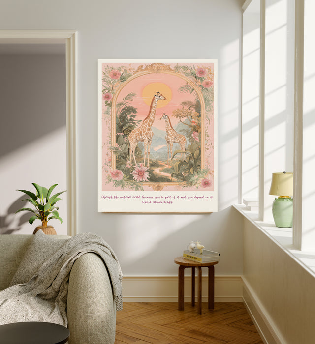David Attenborough Giraffe Quote Art Print