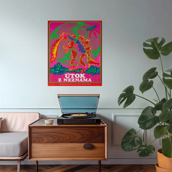 Godzilla vs Monster 1971 Czech Vintage Movie Art Print
