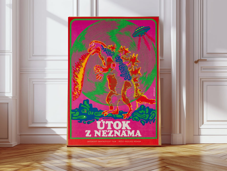 Godzilla vs Monster 1971 Czech Vintage Movie Art Print