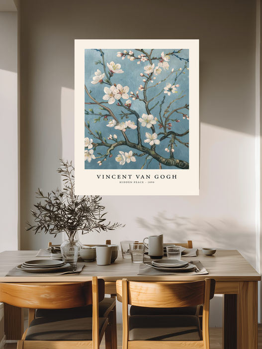 Morning Blossom – Van Gogh Inspired Almond Blossom Print in Soft Blue