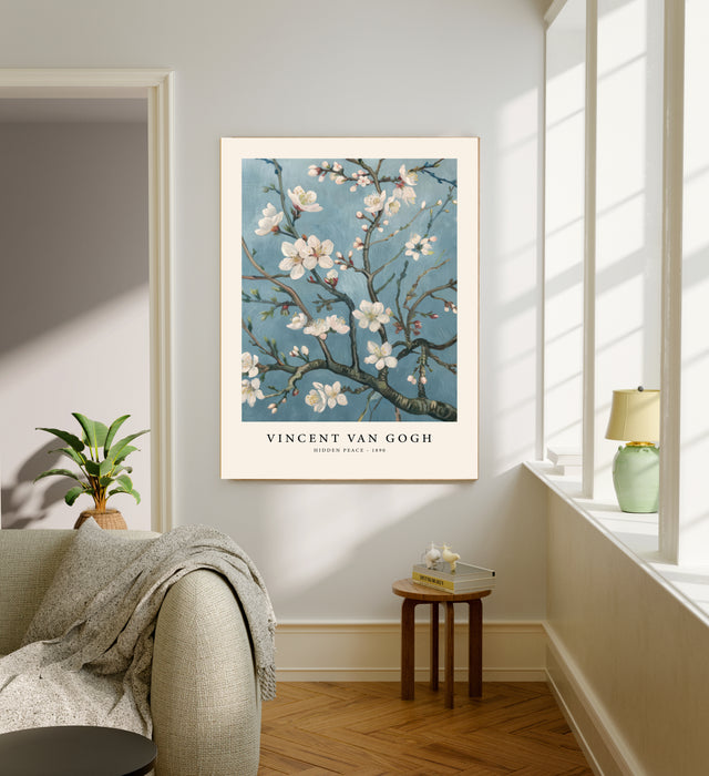 Morning Blossom – Van Gogh Inspired Almond Blossom Print in Soft Blue