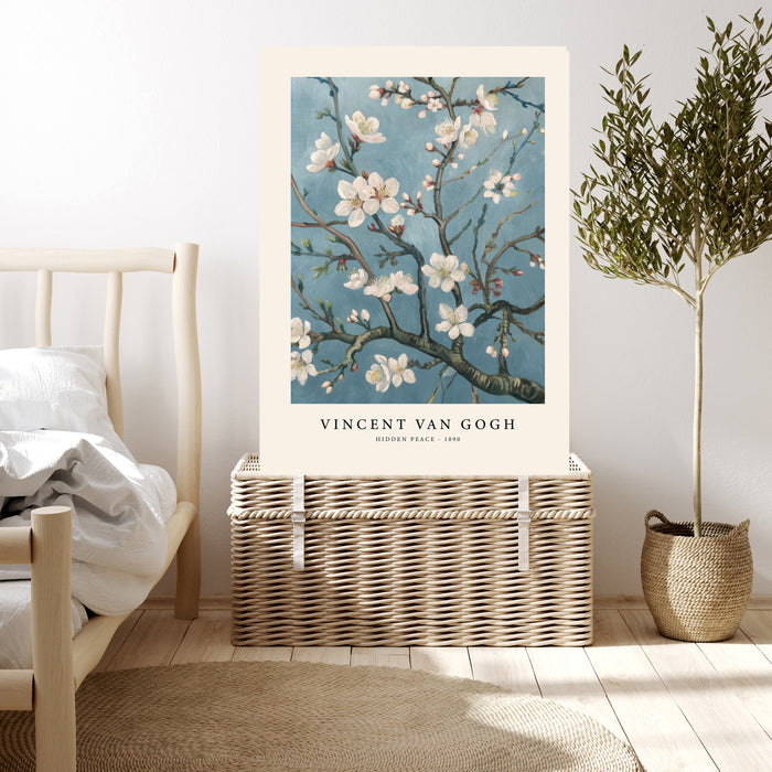 Morning Blossom – Van Gogh Inspired Almond Blossom Print in Soft Blue