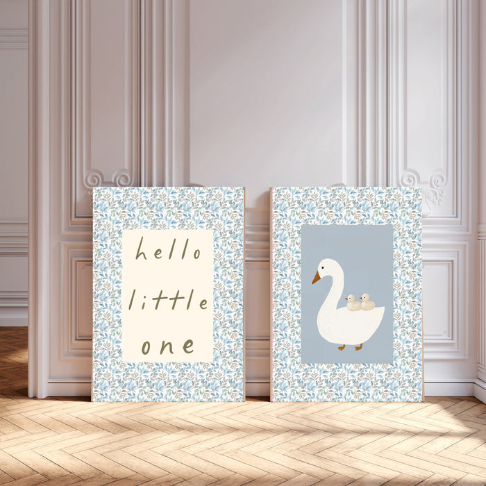Hello Little One & Goose Set Of Two Nursery Art Prints