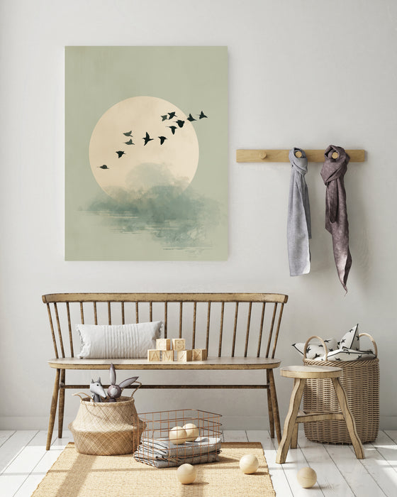 Japanese Bird Sunset Art Print