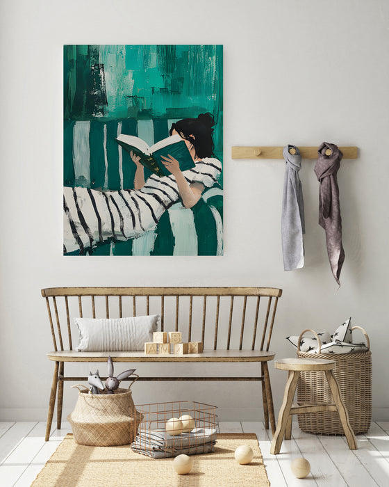 Female Book Reading Painting Art Print