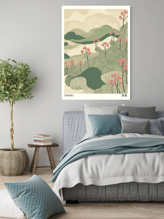 Japanese Ishiki Peace Green Hills Art Print