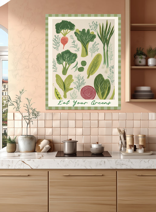 Eat Your Greens Kitchen Print | Vegetable Wall Art