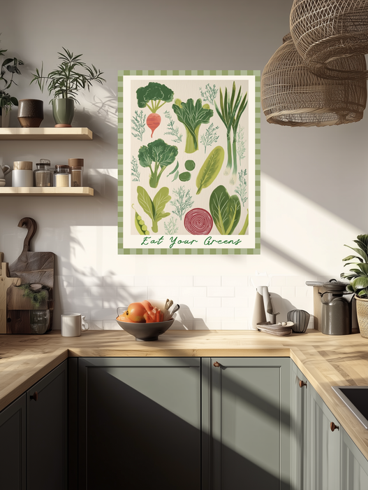 Eat Your Greens Kitchen Print | Vegetable Wall Art
