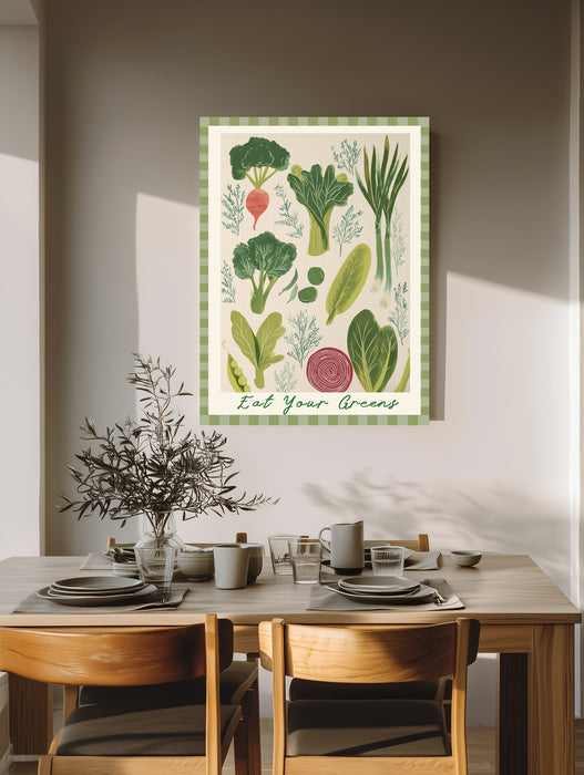 Eat Your Greens Kitchen Print | Vegetable Wall Art