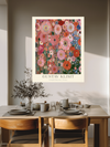 Coral and pink maximalist poppy print, Gustav Klimt inspired giclee fine art, unframed