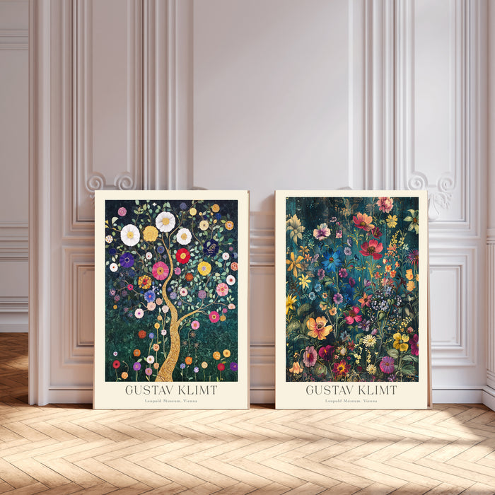 Gustav Klimt Botanical Set Of Two Art Prints