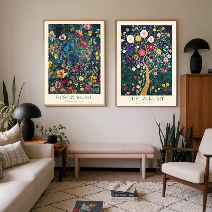 Gustav Klimt Botanical Set Of Two Art Prints